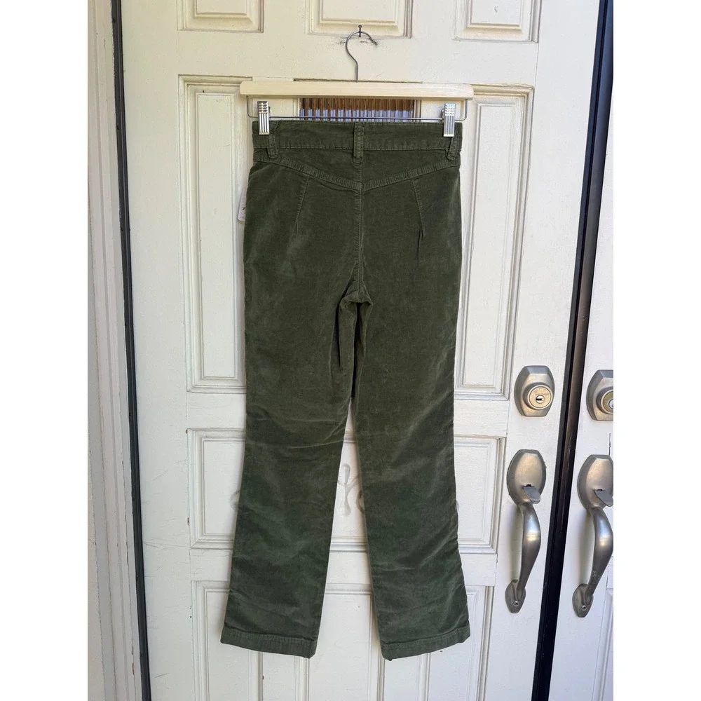 Free People Army Green Velveteen Straight Leg Patch Pocket Pants‎ Size 0